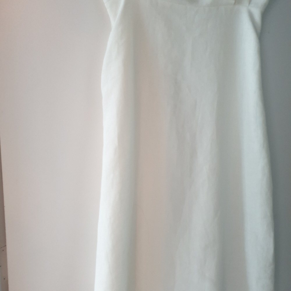 Theory white linen deep v easy dress - Picture 7 of 9